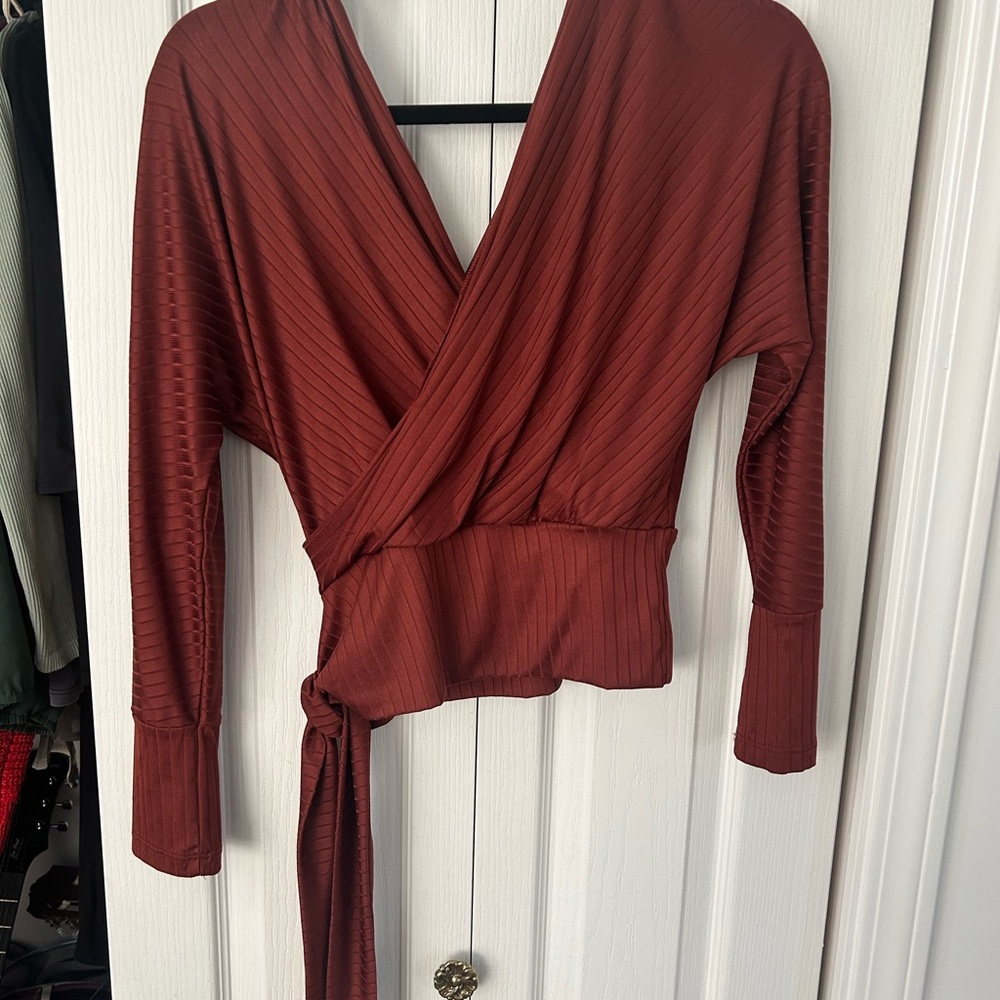 Dynamite Deep Red Wrap Blouse